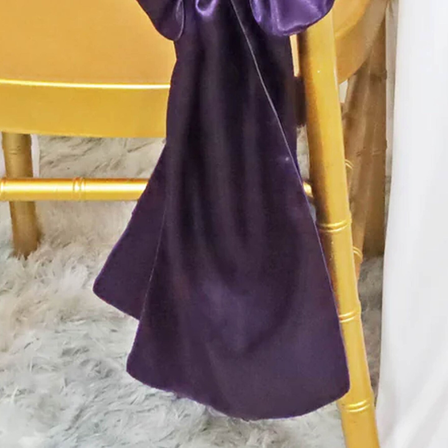 10 Pieces Eggplant Satin Chair Sashes 8"x108" Deep Purple Elegance for Events