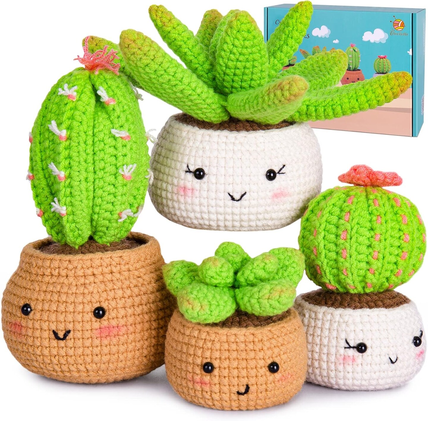 みーちゃん　おまとめ　カクタス パーチ　No.705,No.582 4 Pack Plants Family Crochet Kit (4Plant-new) 6.7 x 5.1 x 3.5