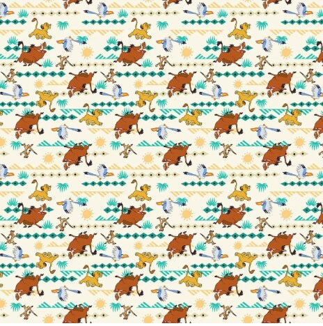 Licensed Disney Print Lion King Simba Geo Prints Cotton Fabric by the Yard
