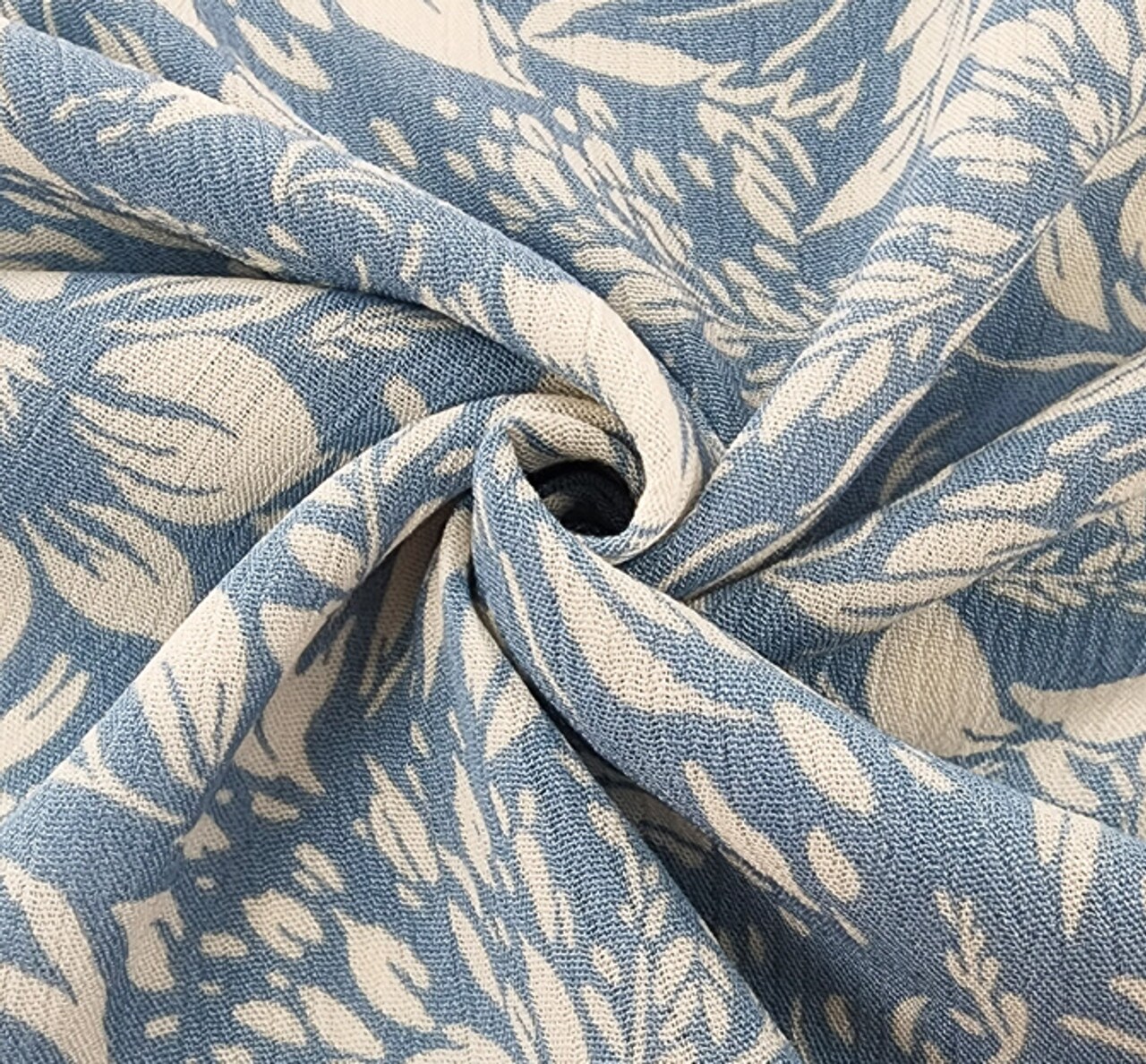 1 Yard Rayon Crinkle Fabric Lightweight Soft Drapey Blouse Dress Skirt Width 50/52" Denim Blue