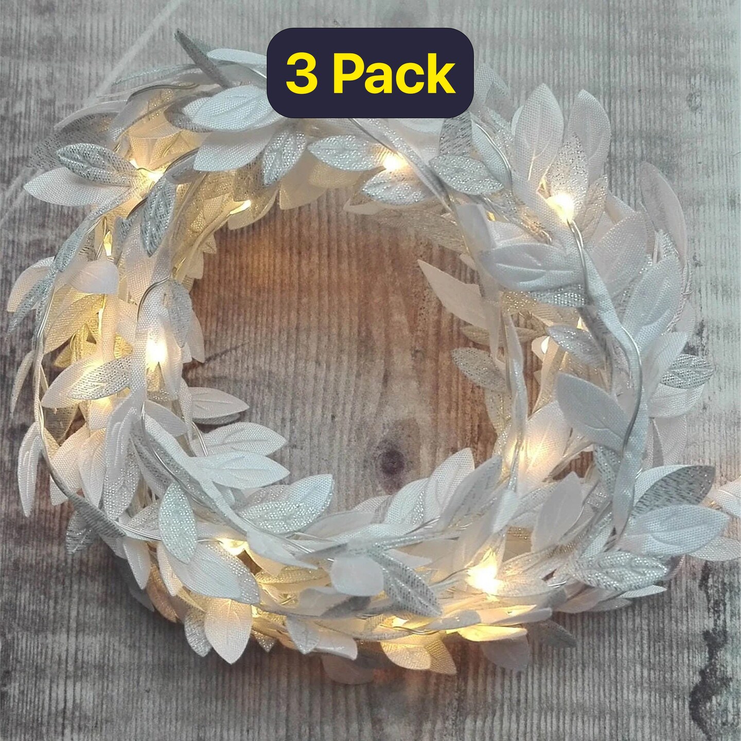 Lush 20 LED Plant Leaf String Lights — Battery Operated with Copper Wire