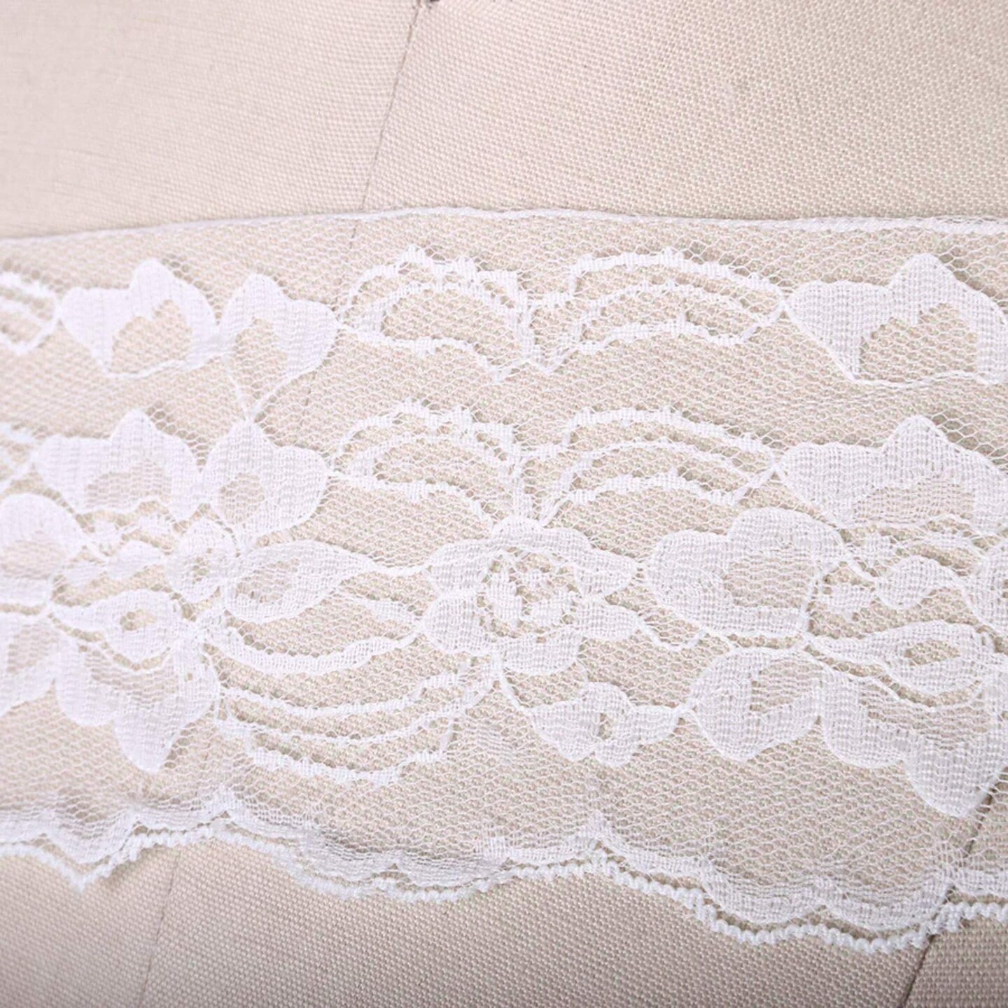 2 Yards White Floral Polyester Lace Trim 2 Inch Wide Vintage Scalloped Edge