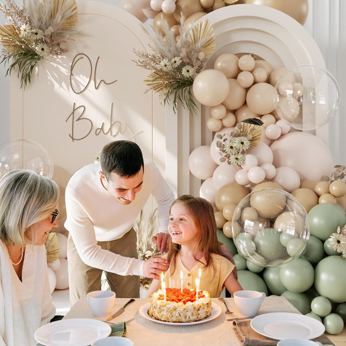 Sage Green Balloon Arch Kit 126Pcs Neutral Balloon Garland Arch Kit Include Dusty Green Sand White Tan Nude Clear Balloons for Wedding Baby Shower Gender Reveal Birthday Party Decorations