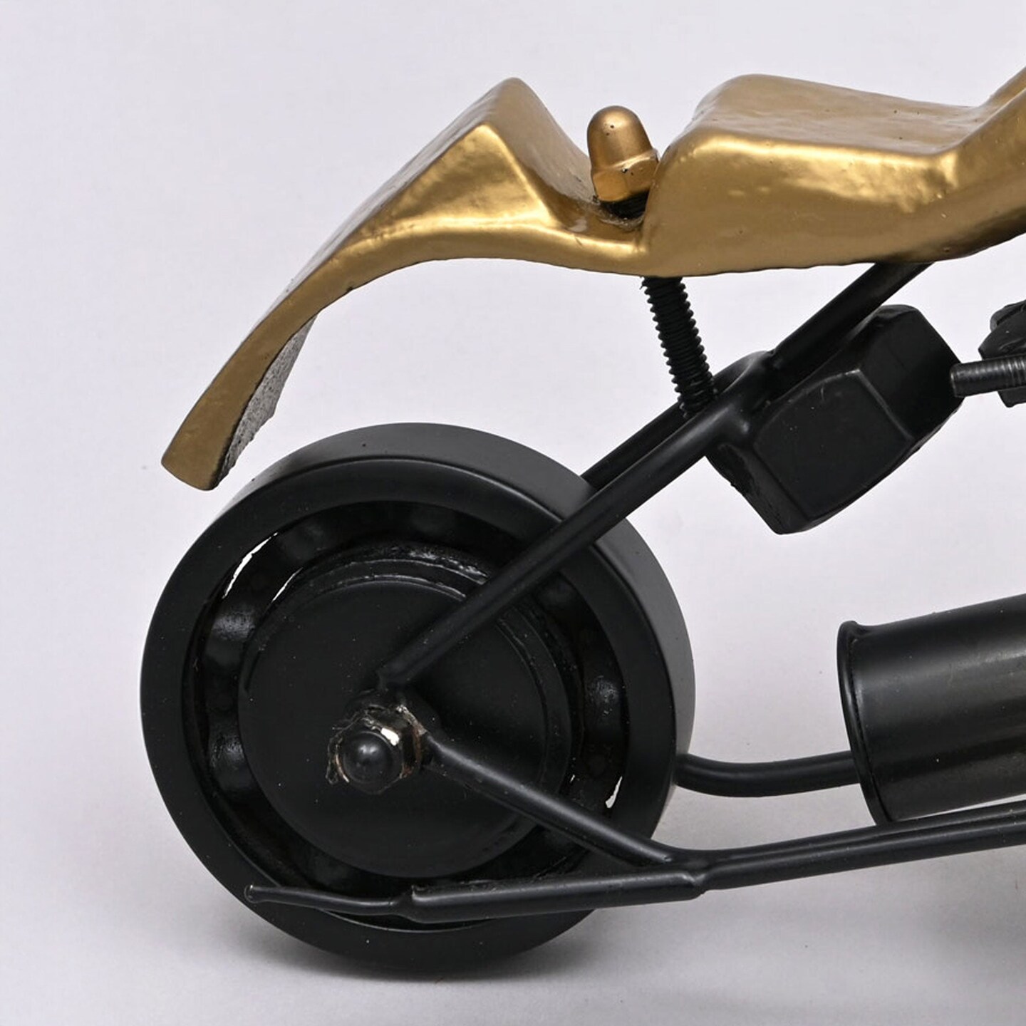 Classic Black Motorcycle Model Sculpture – 10.25x5.5x4.75" |Decorative Table Accent