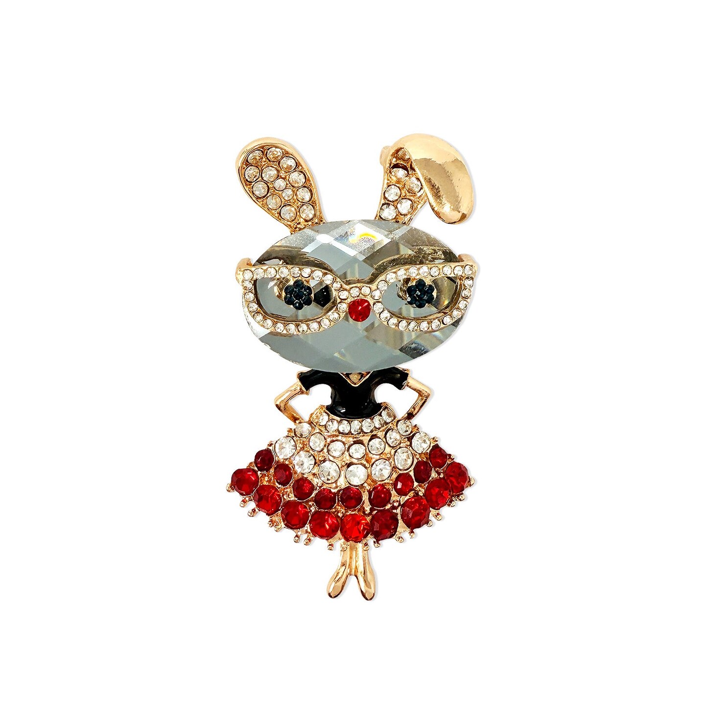 Wrapables Vintage Crystal Rhinestone Rabbit with Glasses and Skirt ...