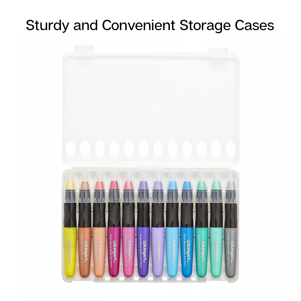 KINGART&#xAE; Gel Stick Mixed Media Crayons, 12 Metallic Colors