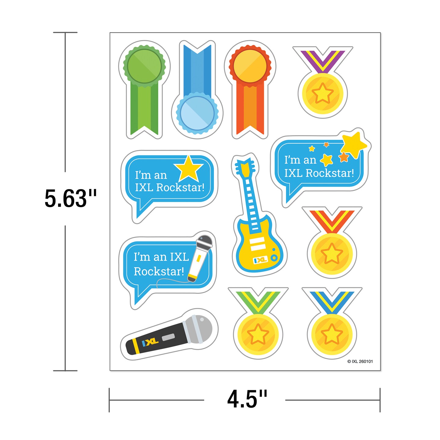 IXL 72 Ribbons and Rockstars Stickers for Kids, 6 Sheets of Incentives for Awards, Classroom Prizes, Reward Chart, Crafts, Scrapbooking, Planner, Motivational School Supplies