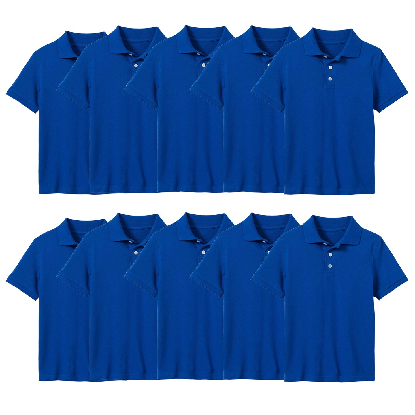 10-Pack School Uniform Tagless Polo Tshirt for Little Boys & Big Boys