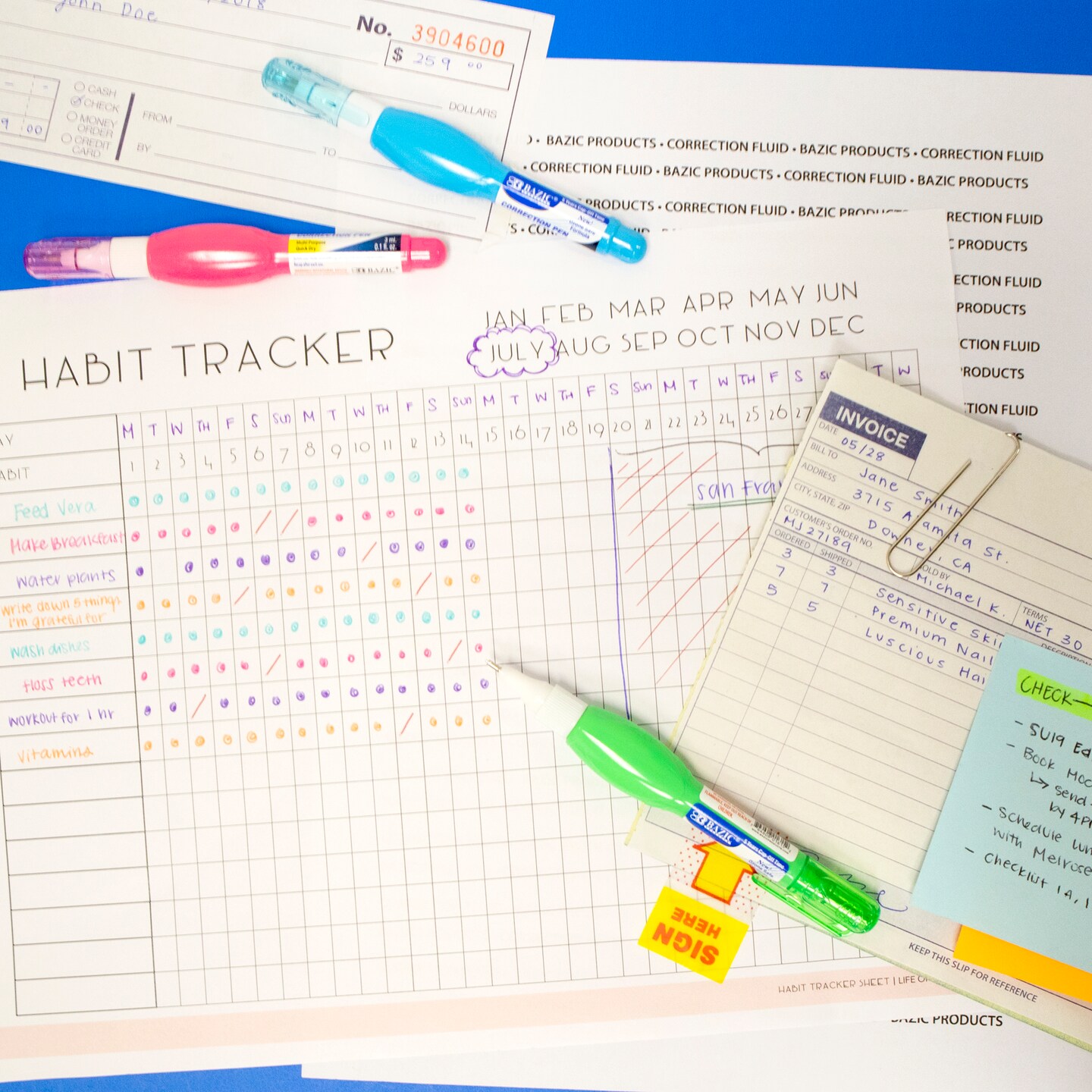 BAZIC Correction Pen Metal Tip Mini, 0.1 FL OZ (3 mL)(3/Pack)