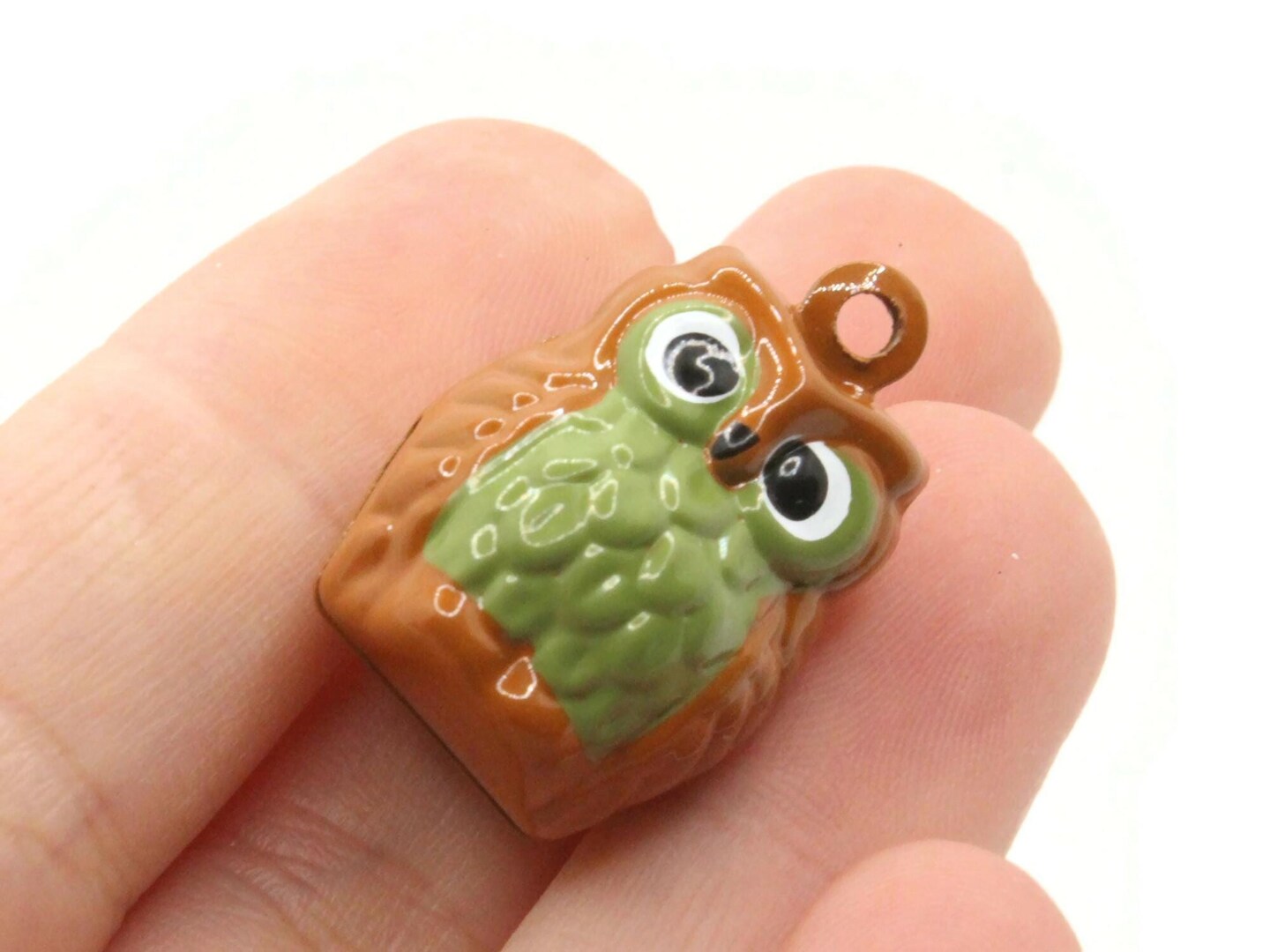 2 26mm Brown Owl Brass Bell Charms