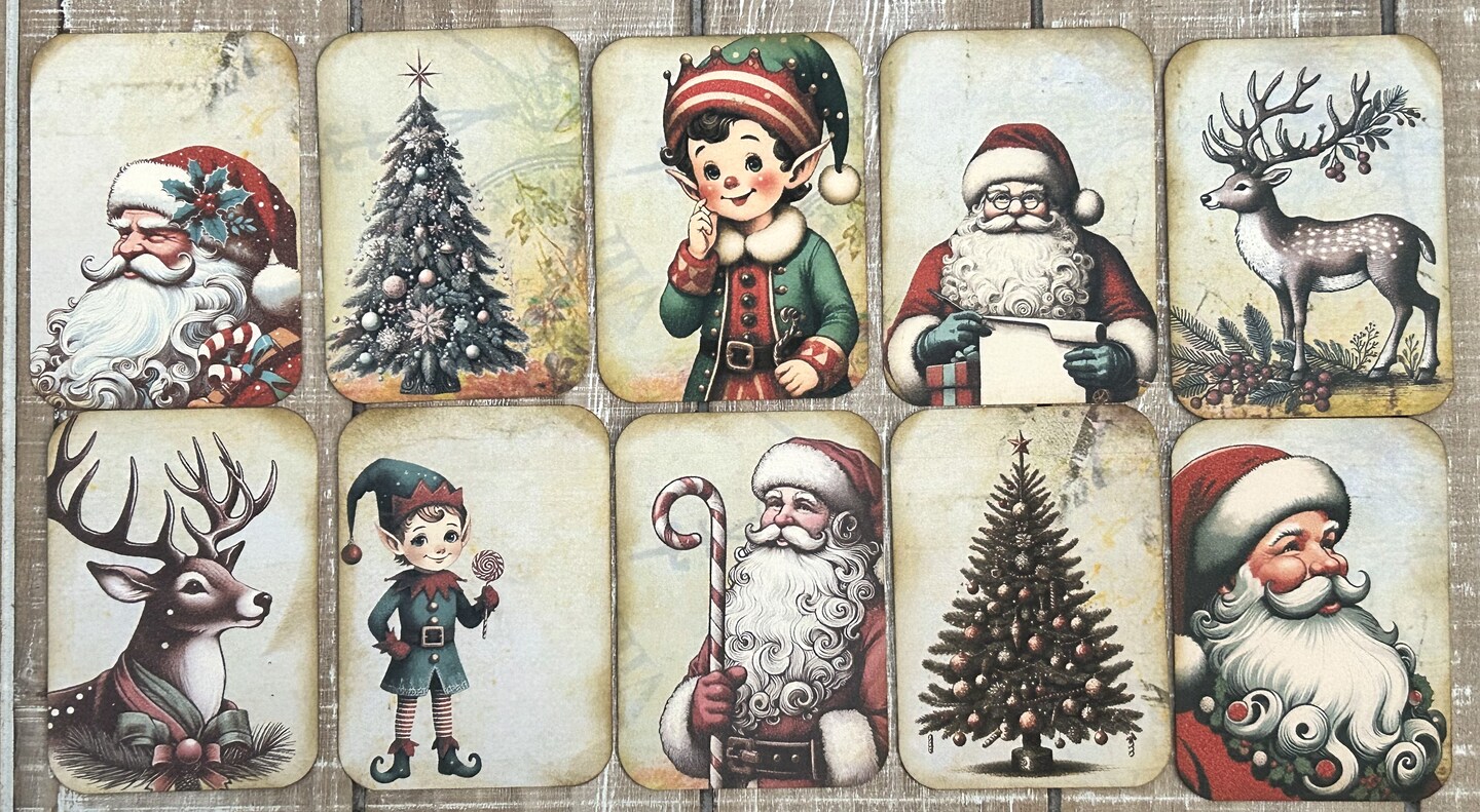Christmas vintage style junk journal Christmas Santa retro