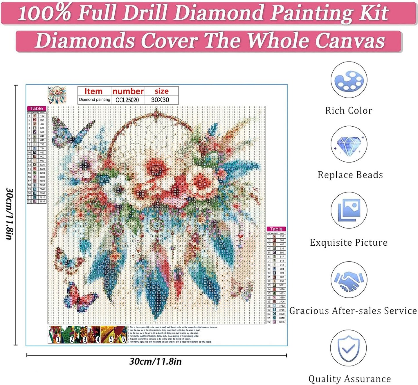 Diamond Painting Kits for Adults, Dreamcatcher 5D Diamond Art Painting by Numbers Kits,DIY Diamond Art Kits,Full Round Drill Diamond Painting Kit for Adults for Home Wall Decor,12x12 inch