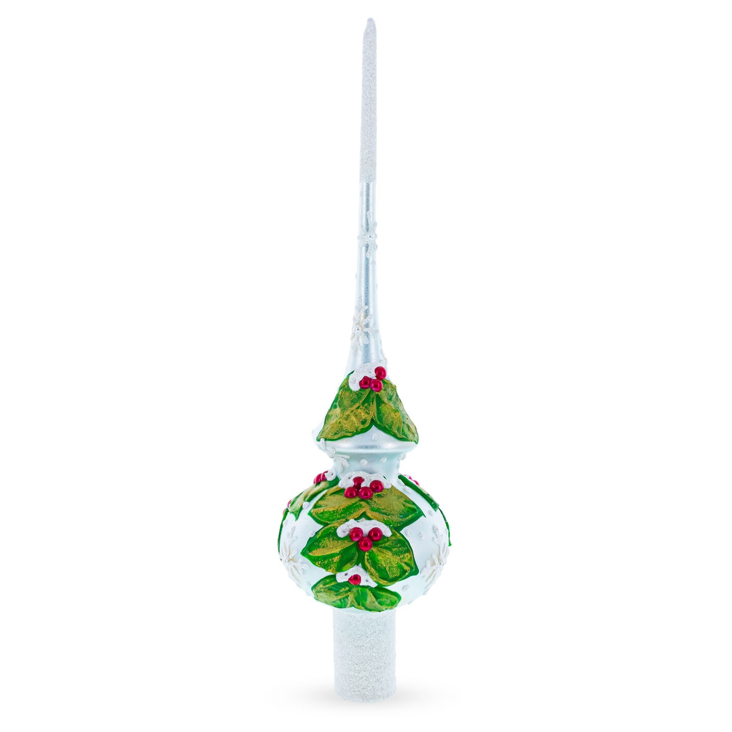 Dimensional Red Berries with Leaves on White Glass Christmas Tree ...
