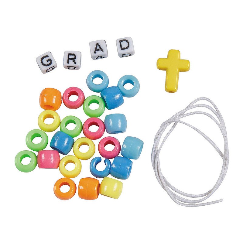 Religious Elementary Grad Bracelet Handout Craft Kit 7.25 Inch Makes 12