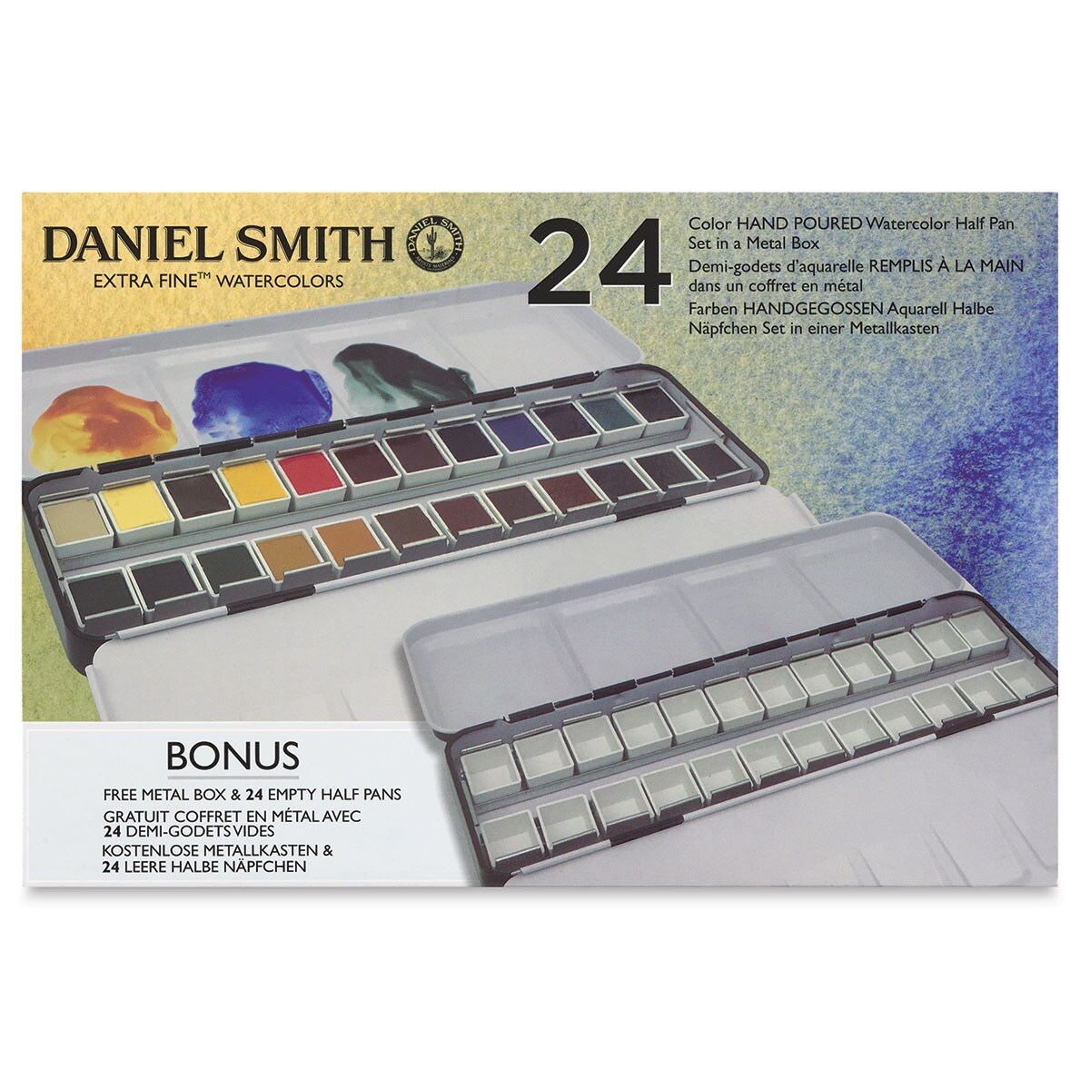 Daniel Smith Watercolor Half Pan - Set of 24, Metal Boxes