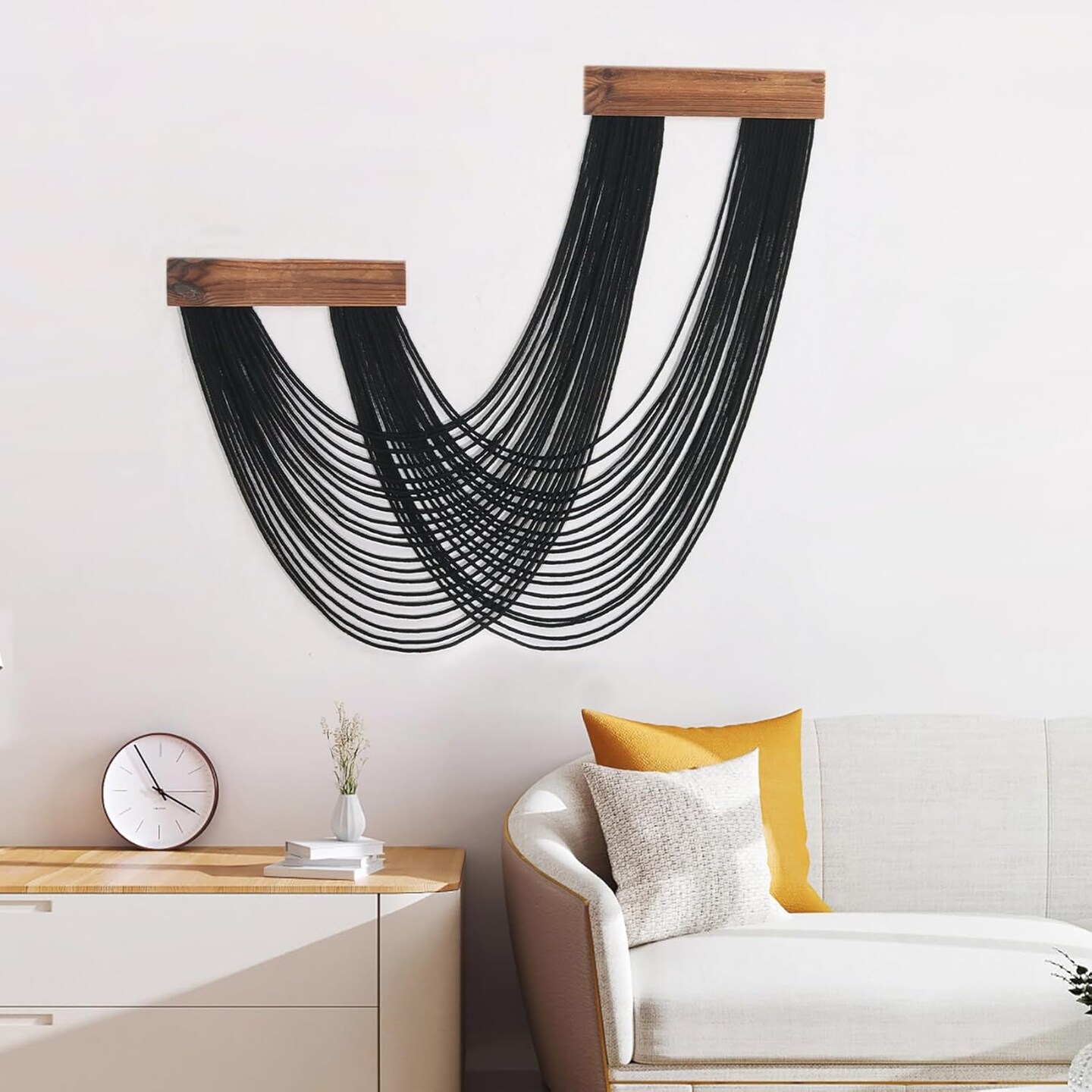 Macrame Wall Hanging, Boho Tapestry Wall Hanging Macrame Wall Art Handmade Yarn Woven Wall Art Modern Home Decor Headboard Wall Decor for Bedroom Living Room Dorm Nursery