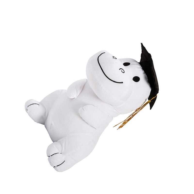 6" x 11" Graduation Autograph White Stuffed Dinosaur with Cap