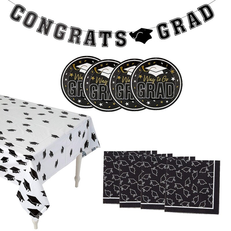 102 Pieces Graduation Party Solid Color Dessert Disposable Tableware Kit for 50 Guests