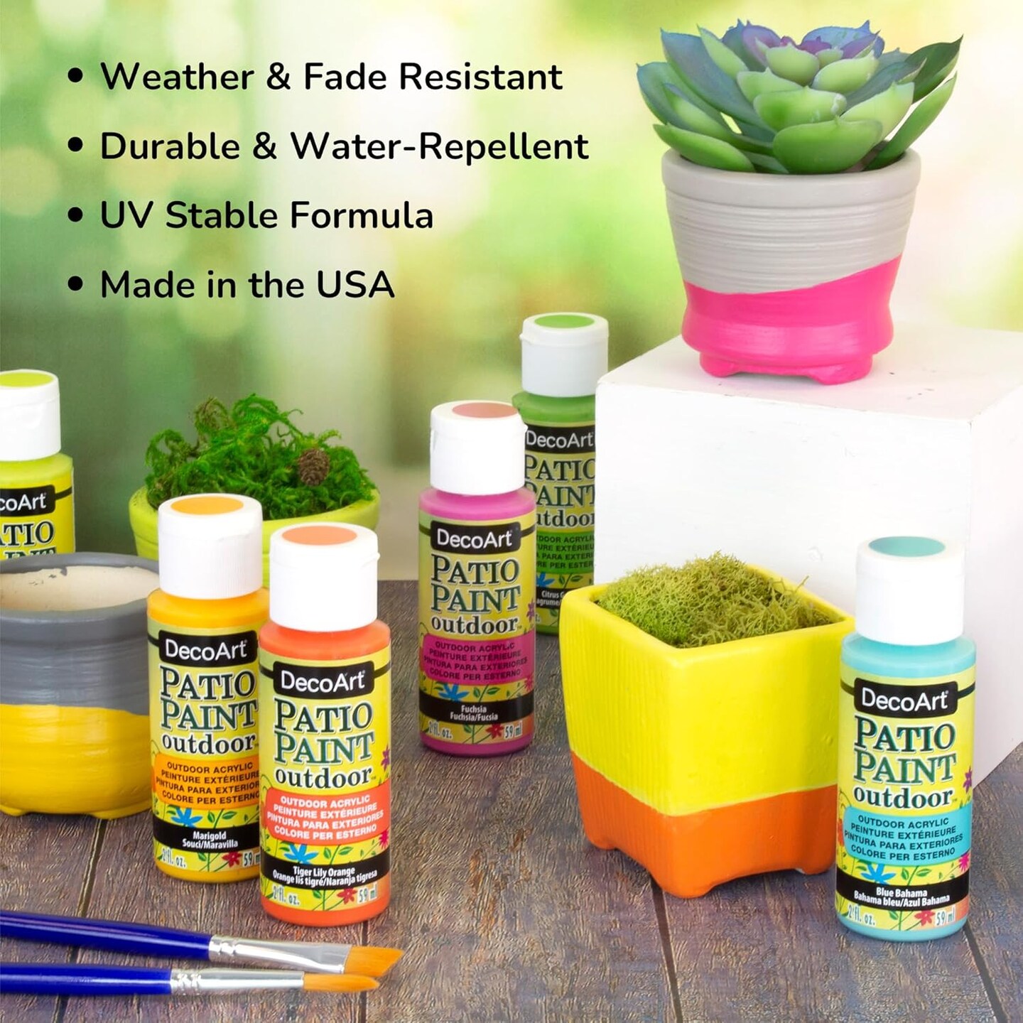 Crafter&#x2019;s Acrylic Patio Paint 24 Color Starter Paint Set, Outdoor Weatherproof Permanent Paints, 2 FL oz (Pack of 24)