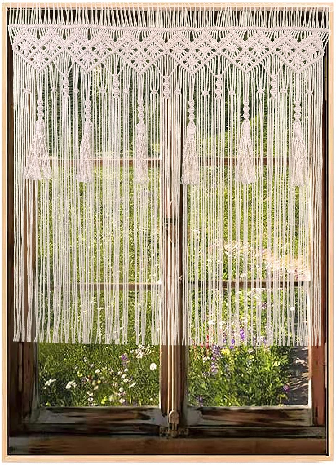 Macrame Wall Hanging, Handmade Bohemian Tapestry, Wall Decor, Doorway Curtain, Tassel Fringe-Window Treatment