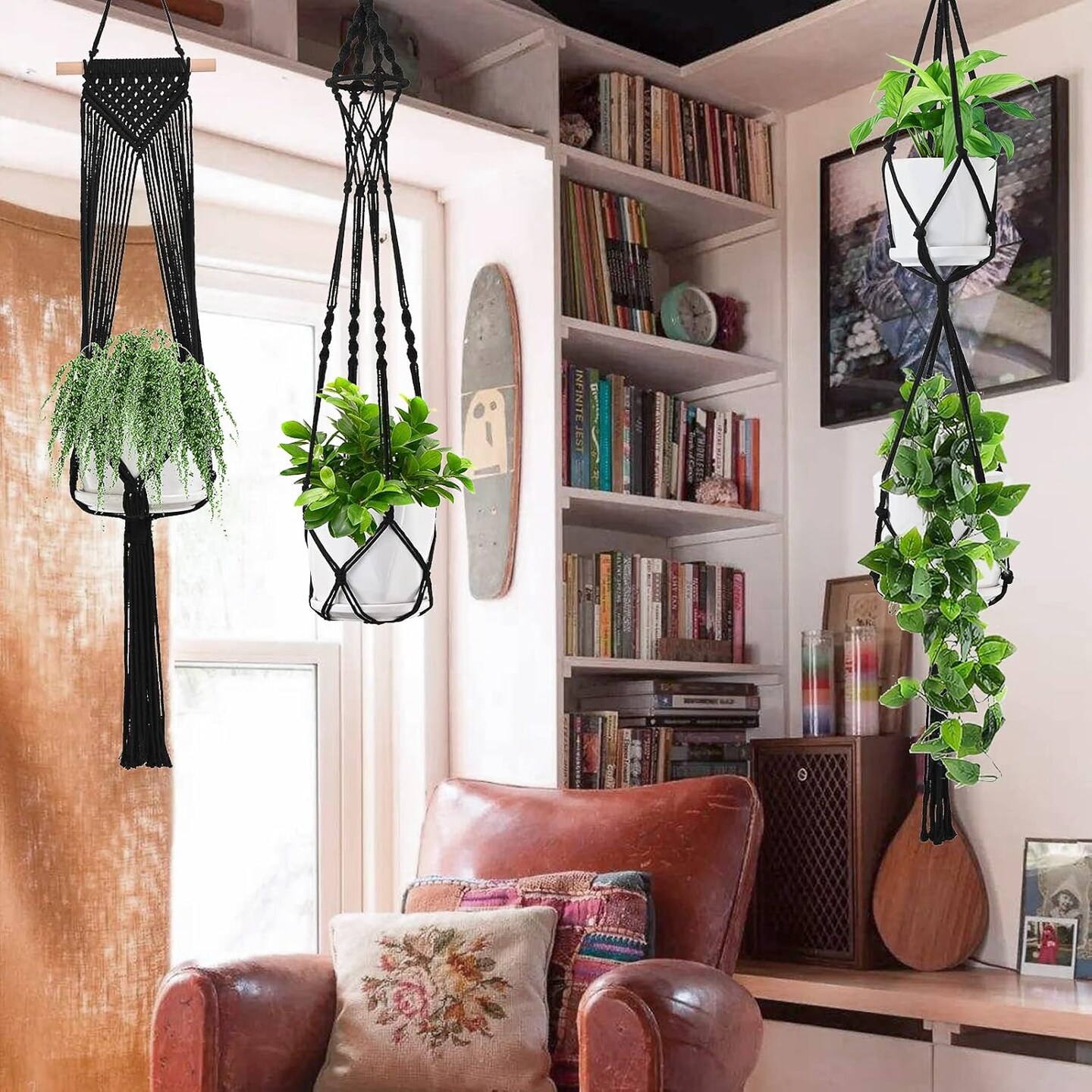 Macrame Plant Hangers, 6Pack Hanging Planters for Indoor Plants w/ 6 Set Hangers Kit Handmade Macromay Plant Hangers Indoor Flower Pots Holder Stand for Boho Home D&#xE9;cor (POTS NOT Included)