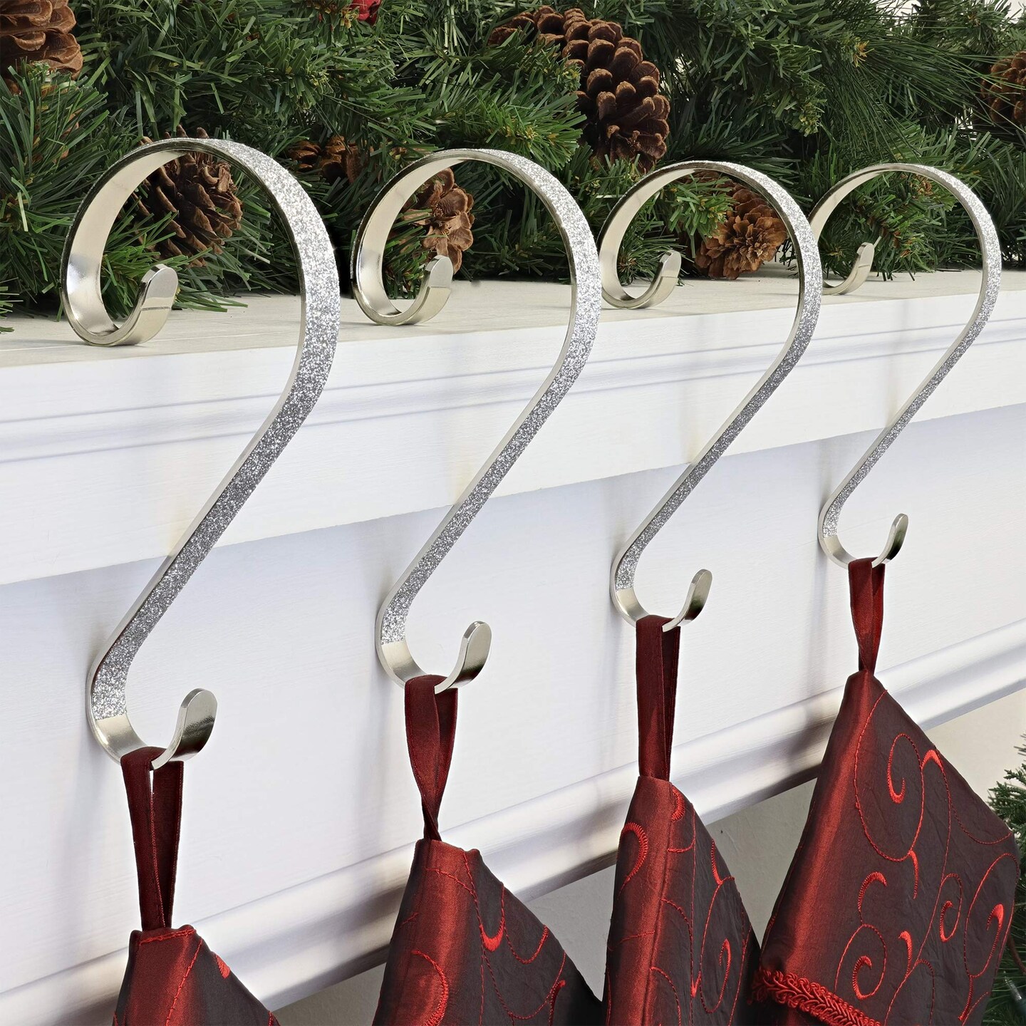 Haute Decor Stocking Scrolls 4-Pack Stocking Hanger Set