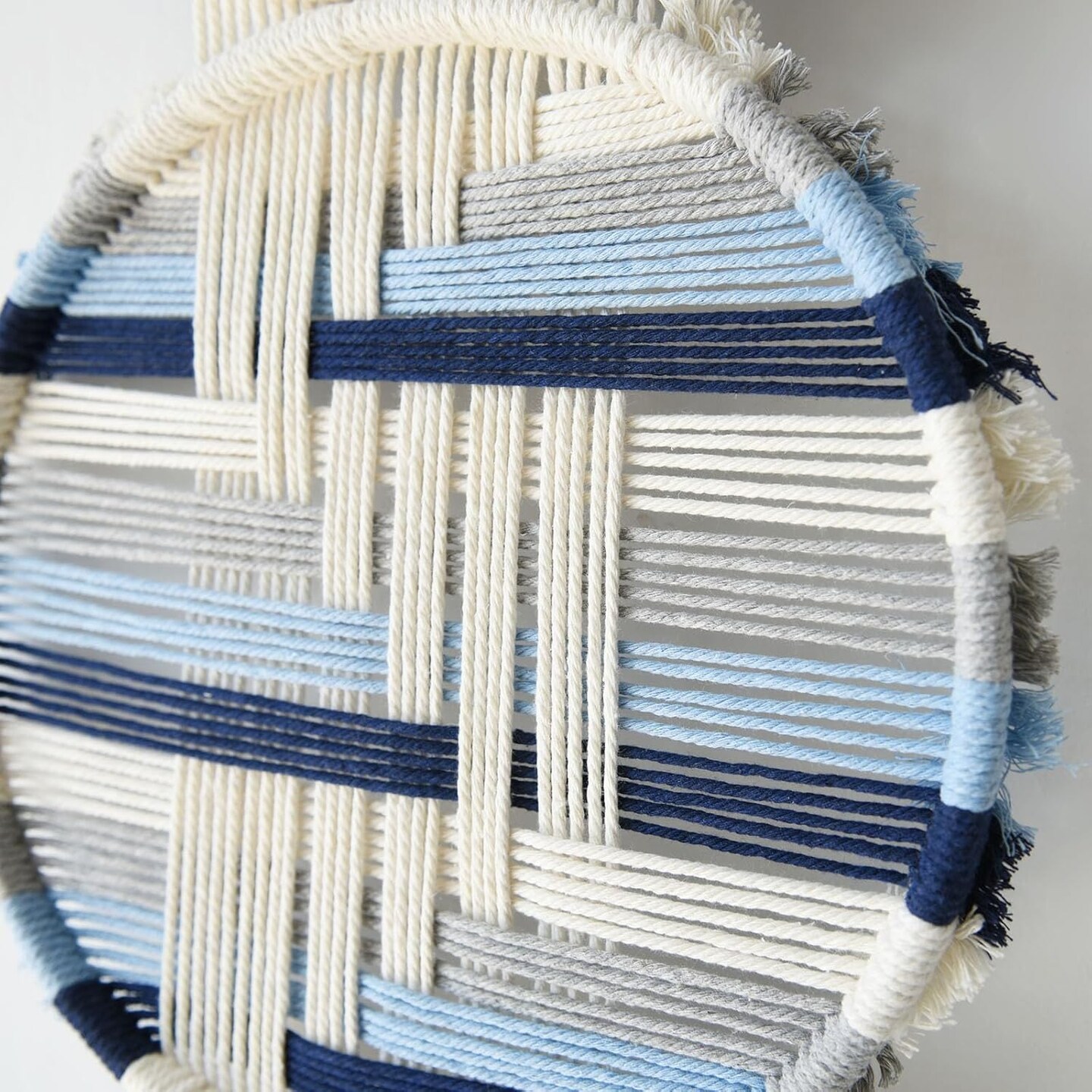 Macrame Wall Hanging Fiber Wall Art Woven Bohemian Decor Art Living Room Round Handmade Geometric Lines Home D&#xE9;cor