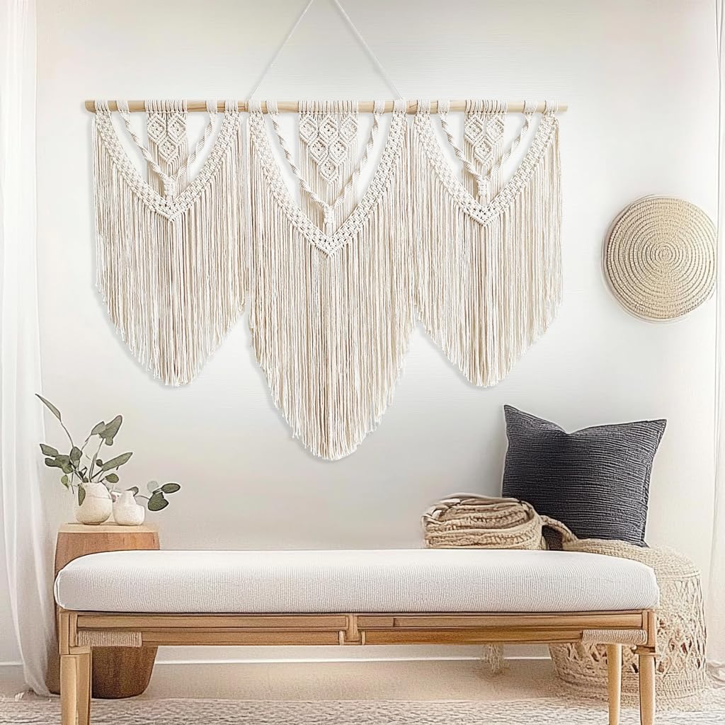 Large Handmade Boho Macrame Wall Hanging Tapestry - Chic Bohemian Woven Home Decor art for Living Room, Bedroom, and Wedding Parties