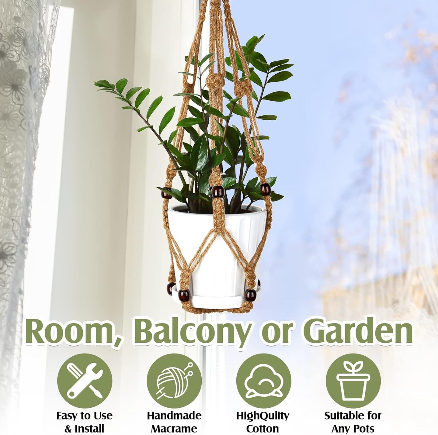12-Pack Handmade Macrame Plant Hangers – Boho Hanging Baskets for Indoor & Outdoor Flower Pots, Stylish Wall Décor and Planter Holders