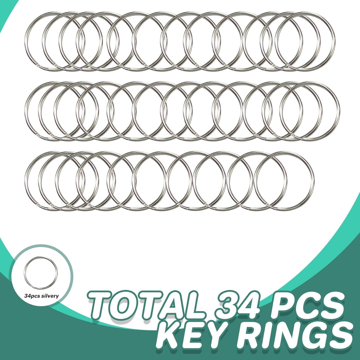 68PCS Swivel Snap Hooks with Key Rings, Metal Lobster Claw Clasp, 34PCS Keychains Clips Hooks and 34PCS Key Chain Rings, Silver
