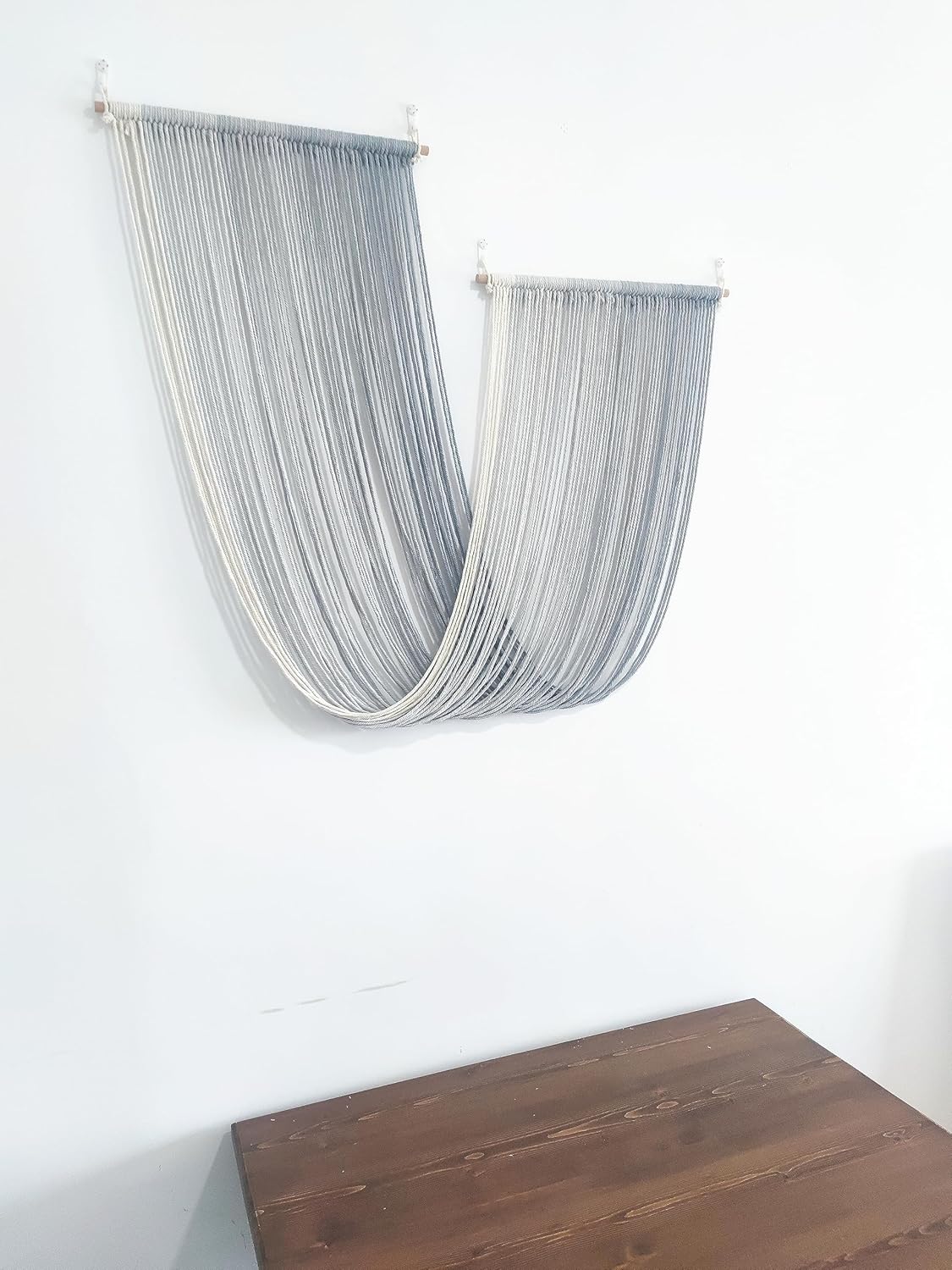 Macrame Wall Hanging Tie-Dye Yarn Tapestry Boho Home Decor 52&#x22; Wx34 L, Grey