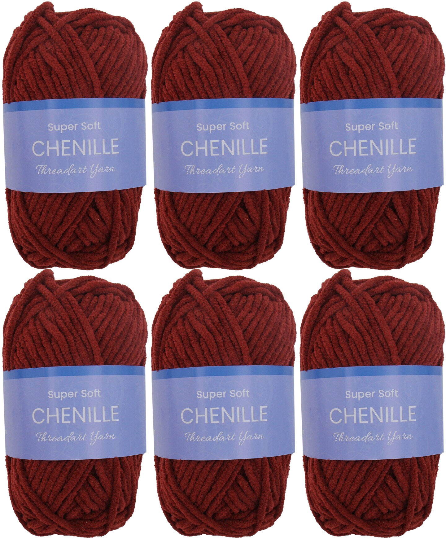 ThreadArt #5 Chenille Yarn for Crocheting, Knitting, Amigurumi, Super Soft Plush Velvet Yarn - 50 Gram 60 yds Fluffy Yarn Skeins