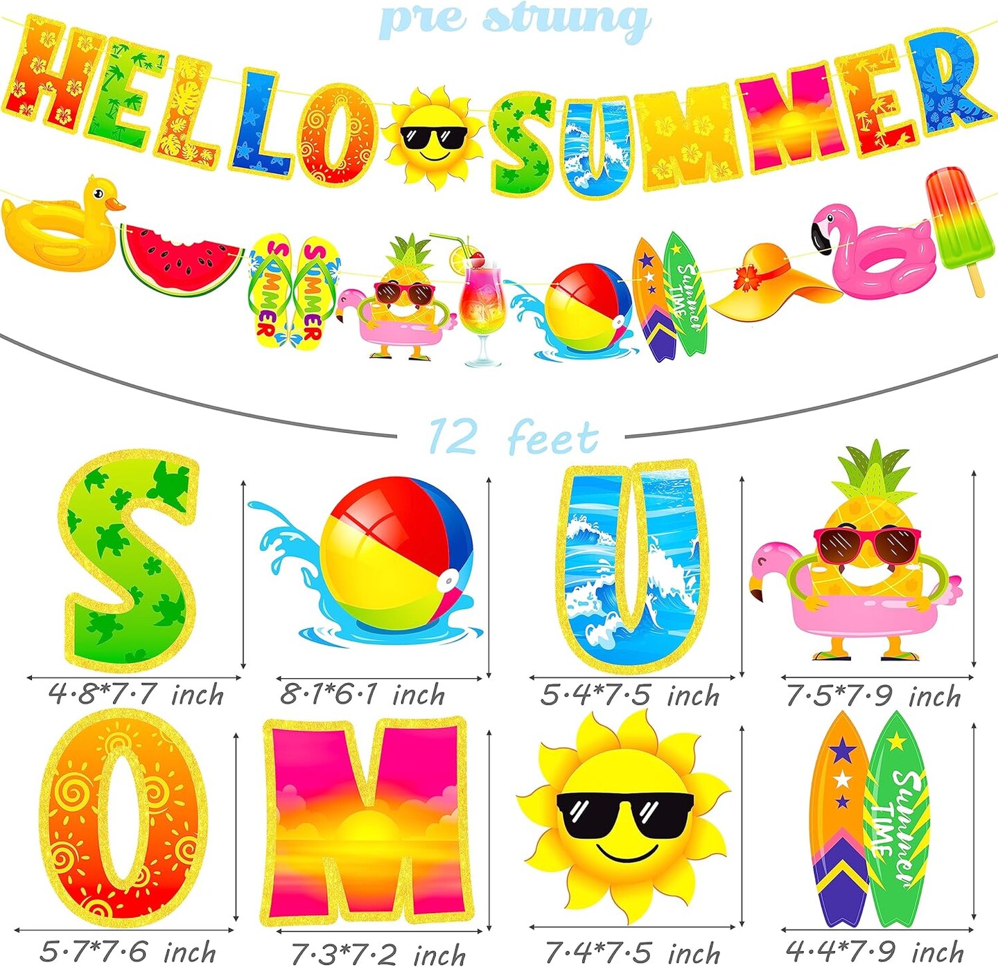 Sun Signs Birthday Beach Pool Party Bunting Garland Banner Supplies