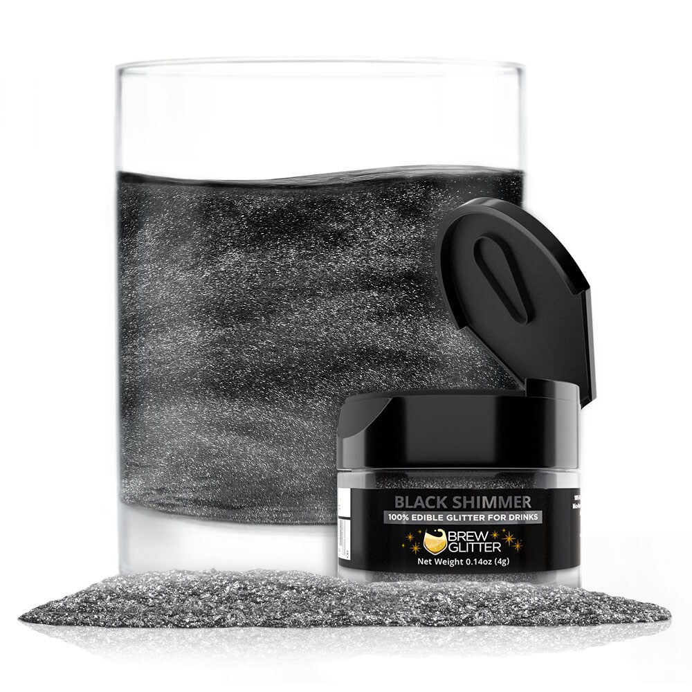 Brew Glitter - Black Shimmer Edible Drink Glitter (4g, x1 Flip-Cap Jar) for Beer, Cocktails and Beverages