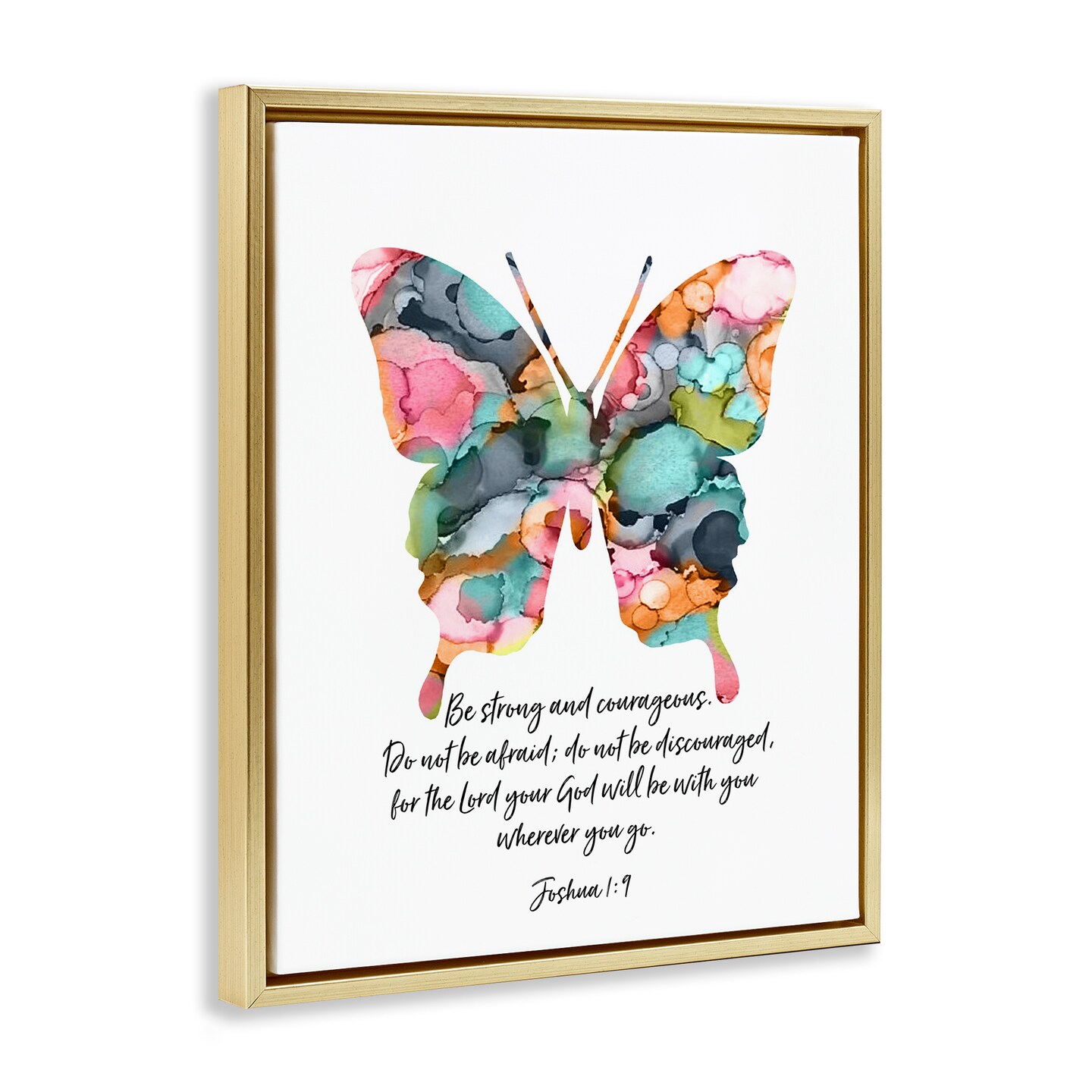 Stupell Industries Be Strong Joshua 1:9 Butterfly Floating Frame By Lisa Nohren