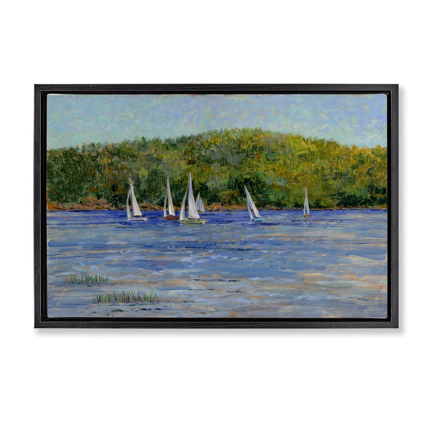 Stupell Industries Sailboat Fleet in Distance Floating Frame By Tim ...