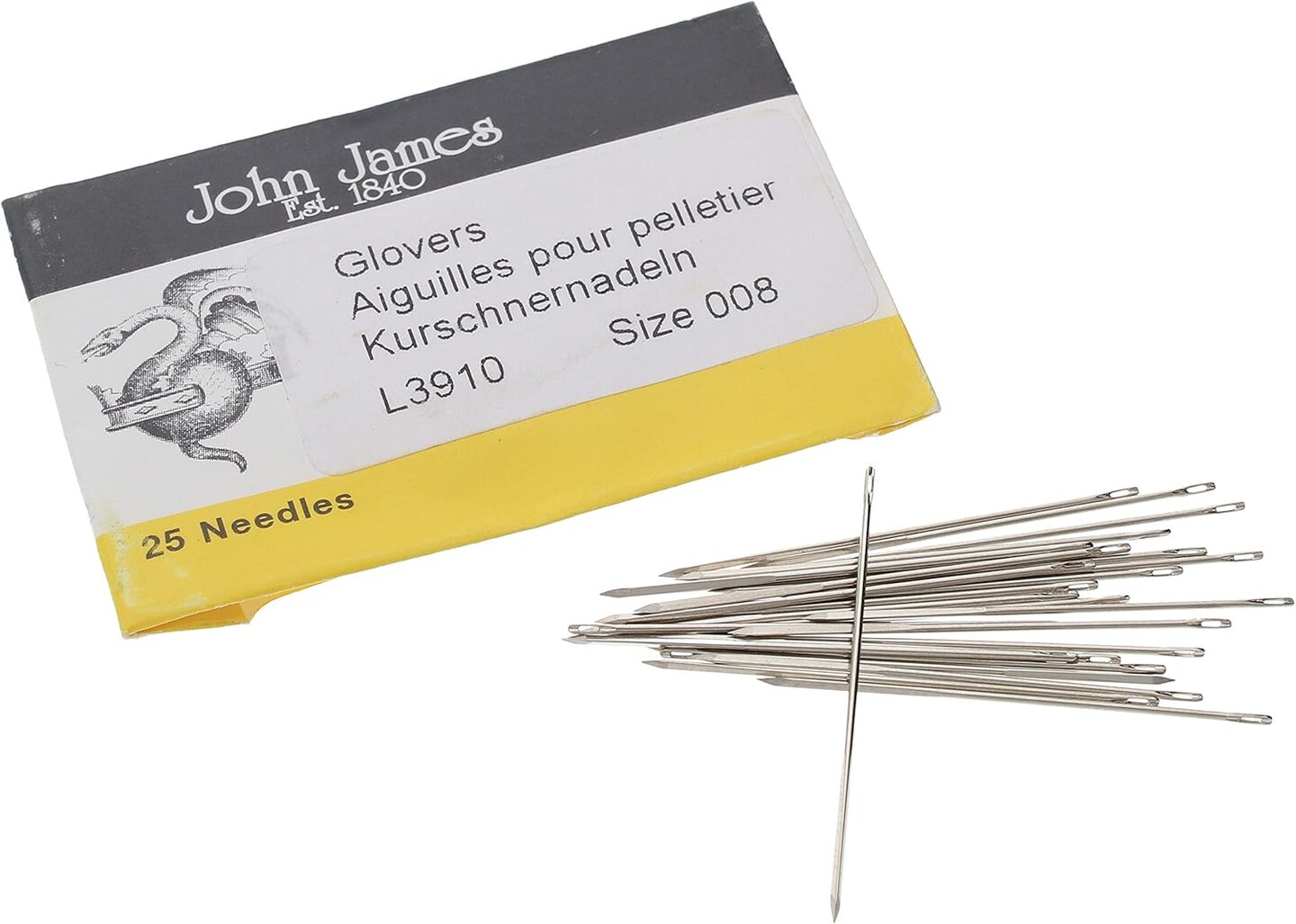 John James Glovers Needles, Triangular Point, Ideal to Pass Through Tougher Materials Such as Leather, Suede, Vinyl and Soft Plastics