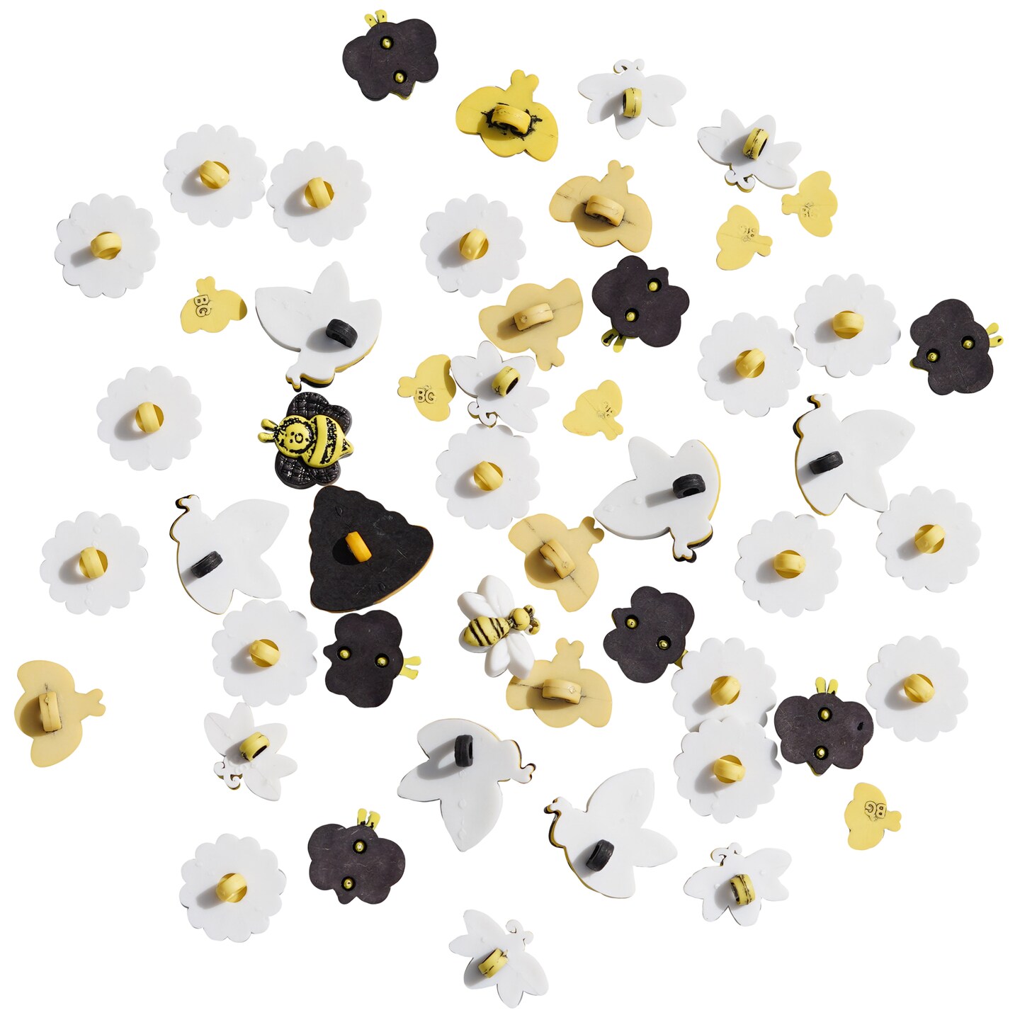 Bee-Themed Novelty Buttons – 50-Piece Assortment for Sewing, Scrapbooking & DIY Crafts – Bumblebees, Bee Hives & Flowers