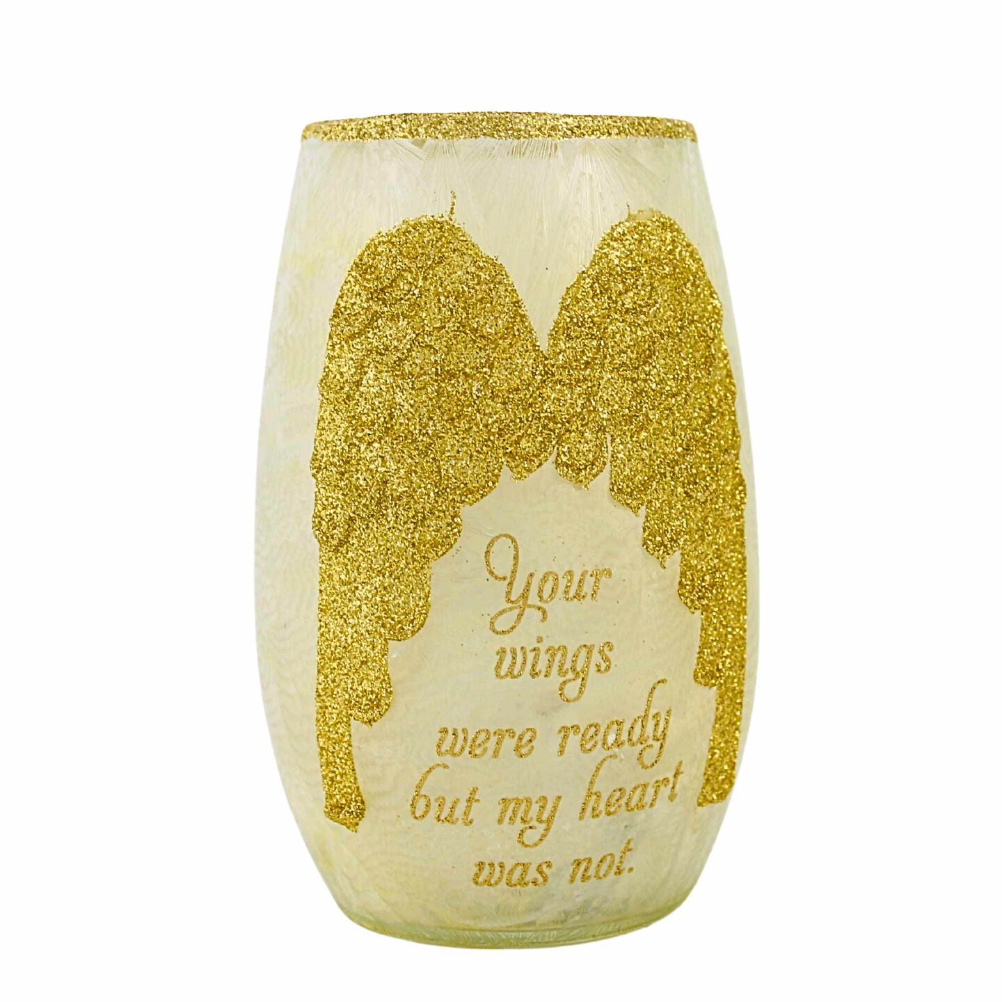 Stony Creek 5.25 In Angel Wings Small Bereavement Bereavement Lighted Glass Accent , Memorial Grief Loss