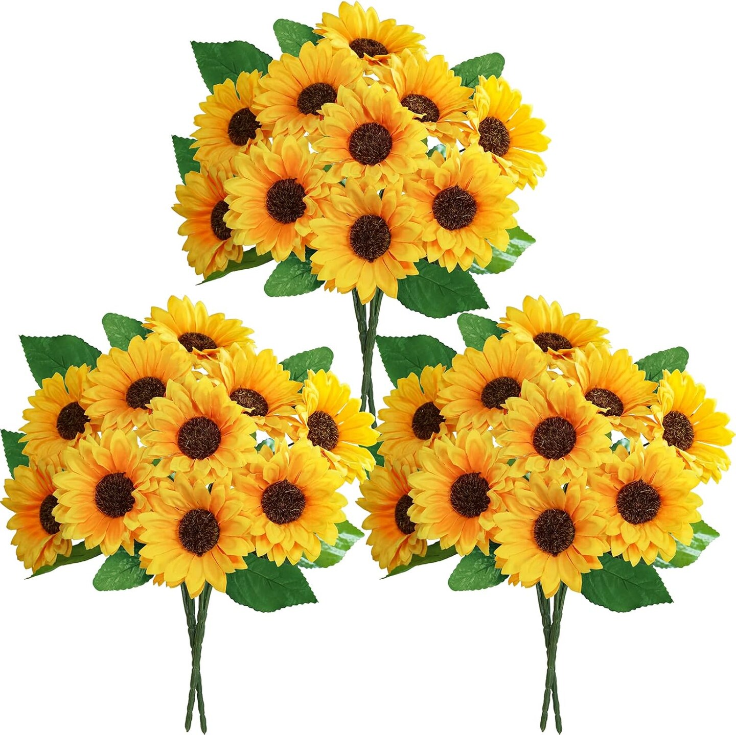 6 Pcs Summer Sunflower &#x2013; 11.8&#x22; Yellow Silk Artificial Flowers for Floral Arrangements, Vases &#x26; Outdoor Decor