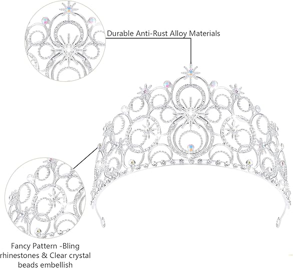 Crystal Crowns for Women, Crystal Bubble Tiara Bride Royal Queen Headband Princess Headpieces