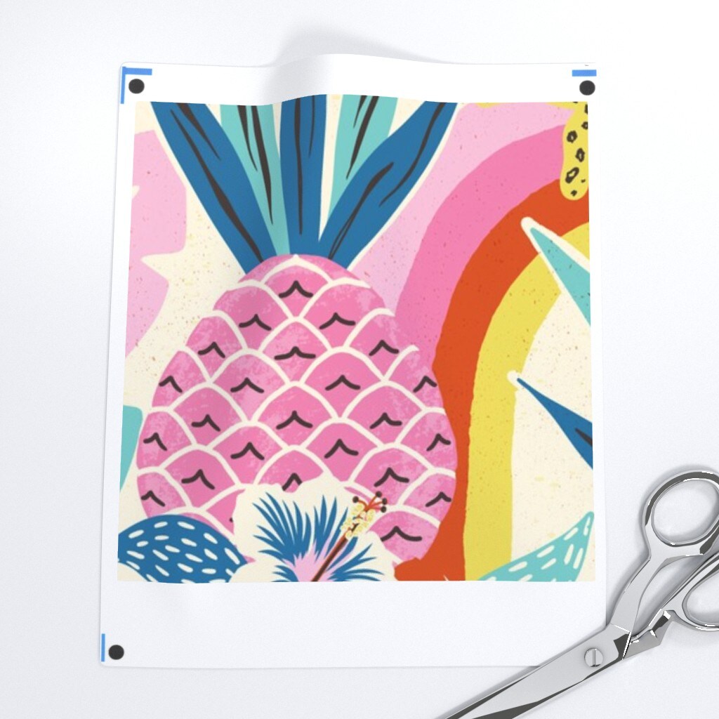 Maximalist Tropical Leopard Print Pink Pineapple Rainbow Hibiscus Animalier Jumbo Scale Custom Printed Fabric by Spoonflower Various Fabrics by the Yard or Fat Quarter