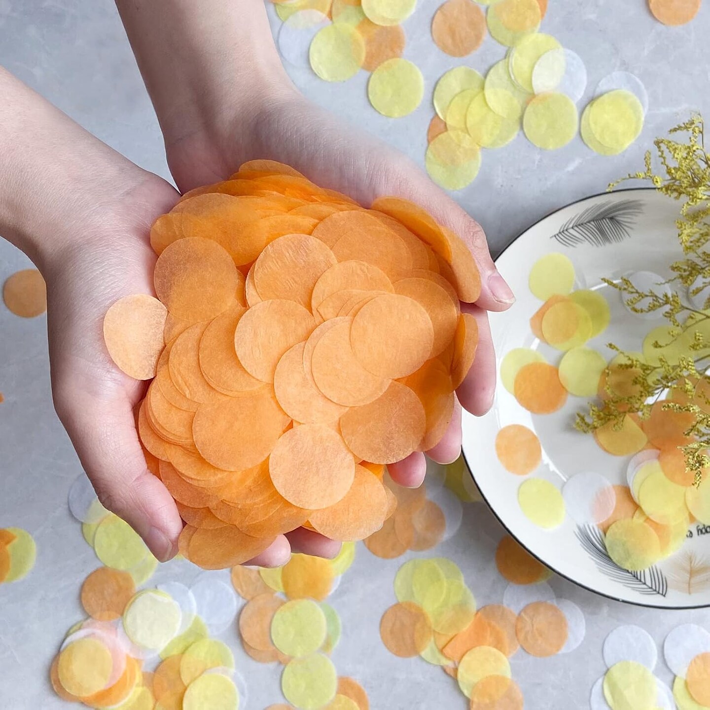 Tissue Paper Confetti 5000 Pieces Orange Round 1 Inch Paper Circle Dots for Table Wedding Birthday Party Decoration