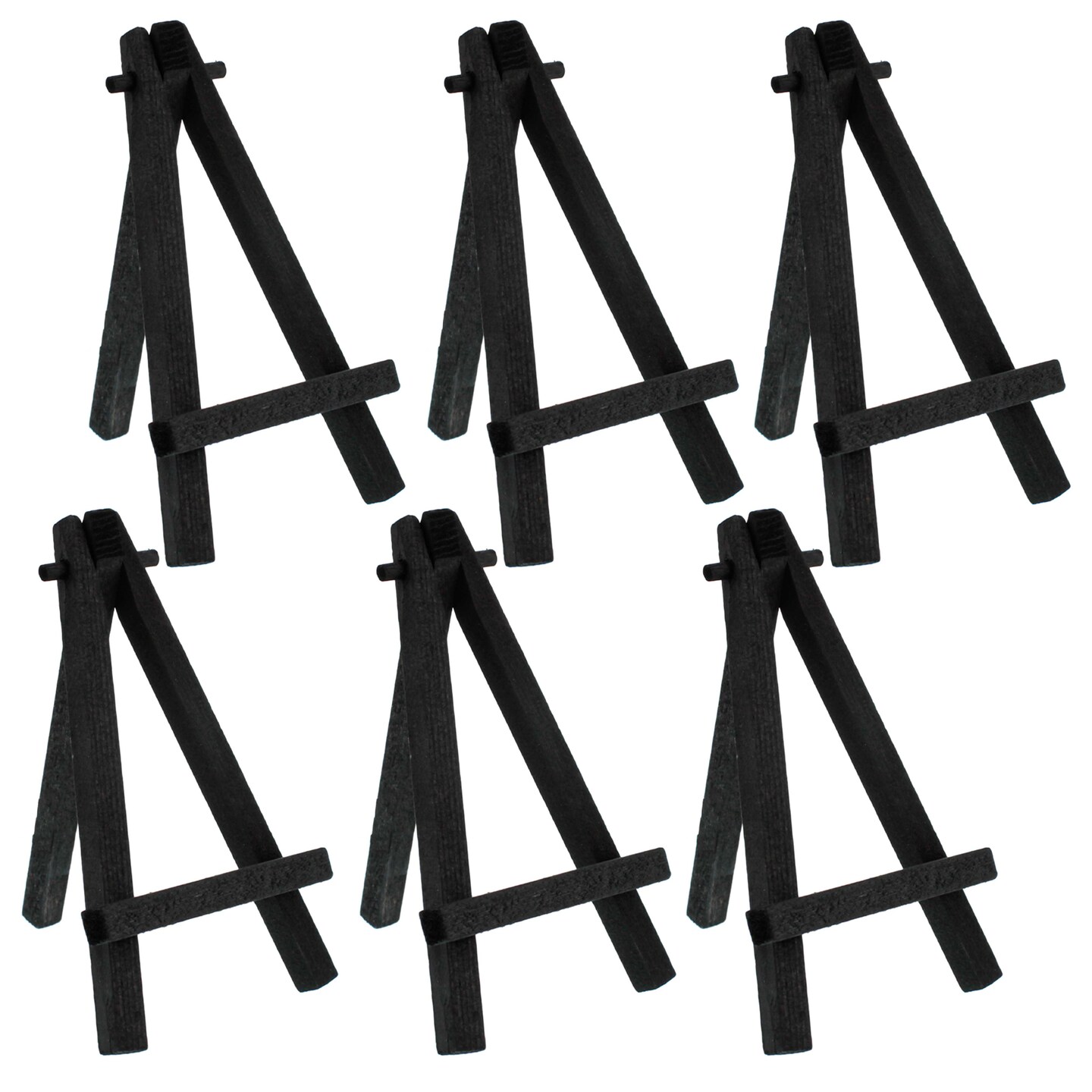 5&#x22; Mini Black Wood Display Easel (6 Pack), A-Frame Artist Painting Party Tripod Easel - Tabletop Holder Stand for Kids Crafts Small Canvases Cards
