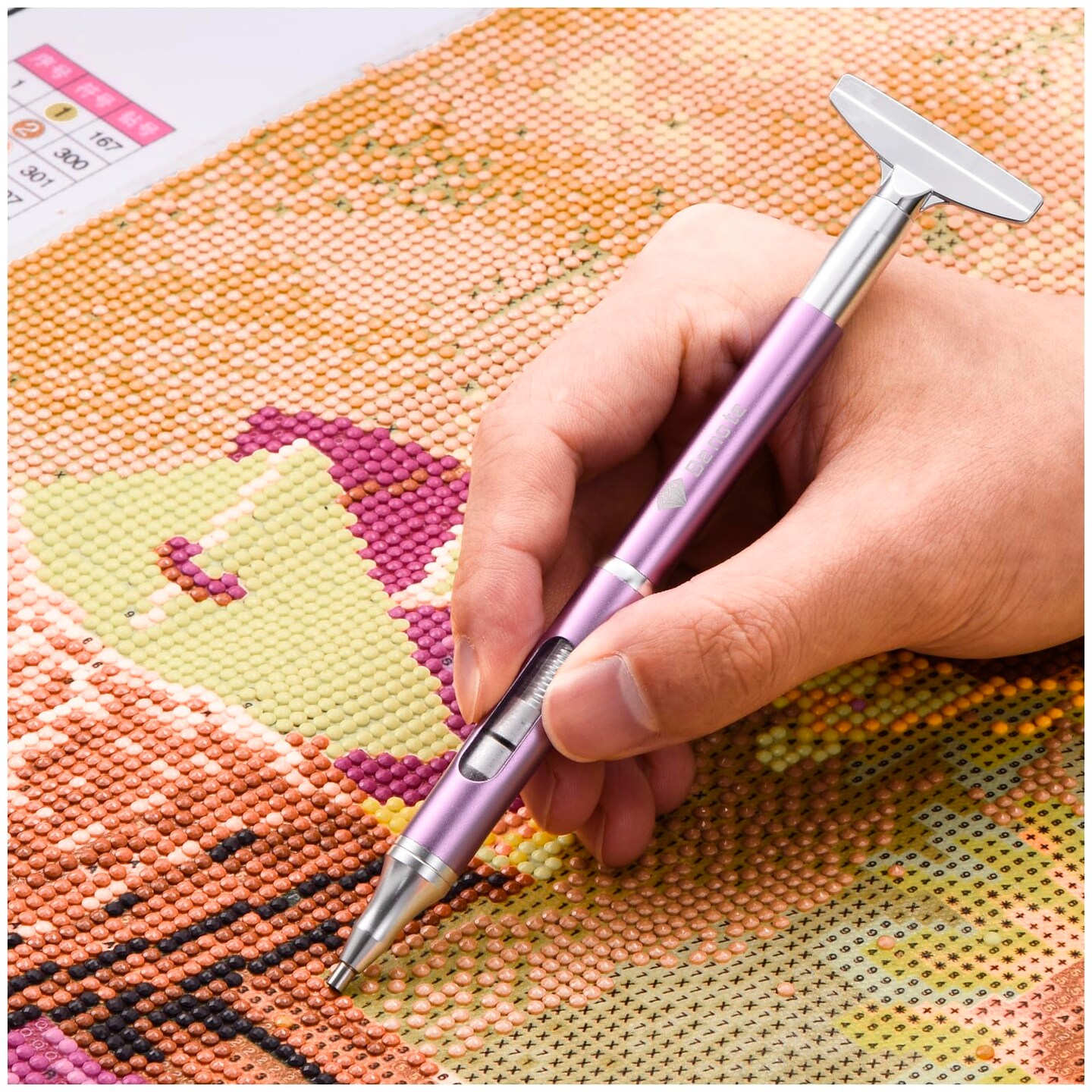 Diamond Art Painting Pen Refillable Wax Pen for Diamond Art Kit Accessories Self-Stick Drill Pens with Metal Correction Plate for 5D Craft DIY Nail - B18