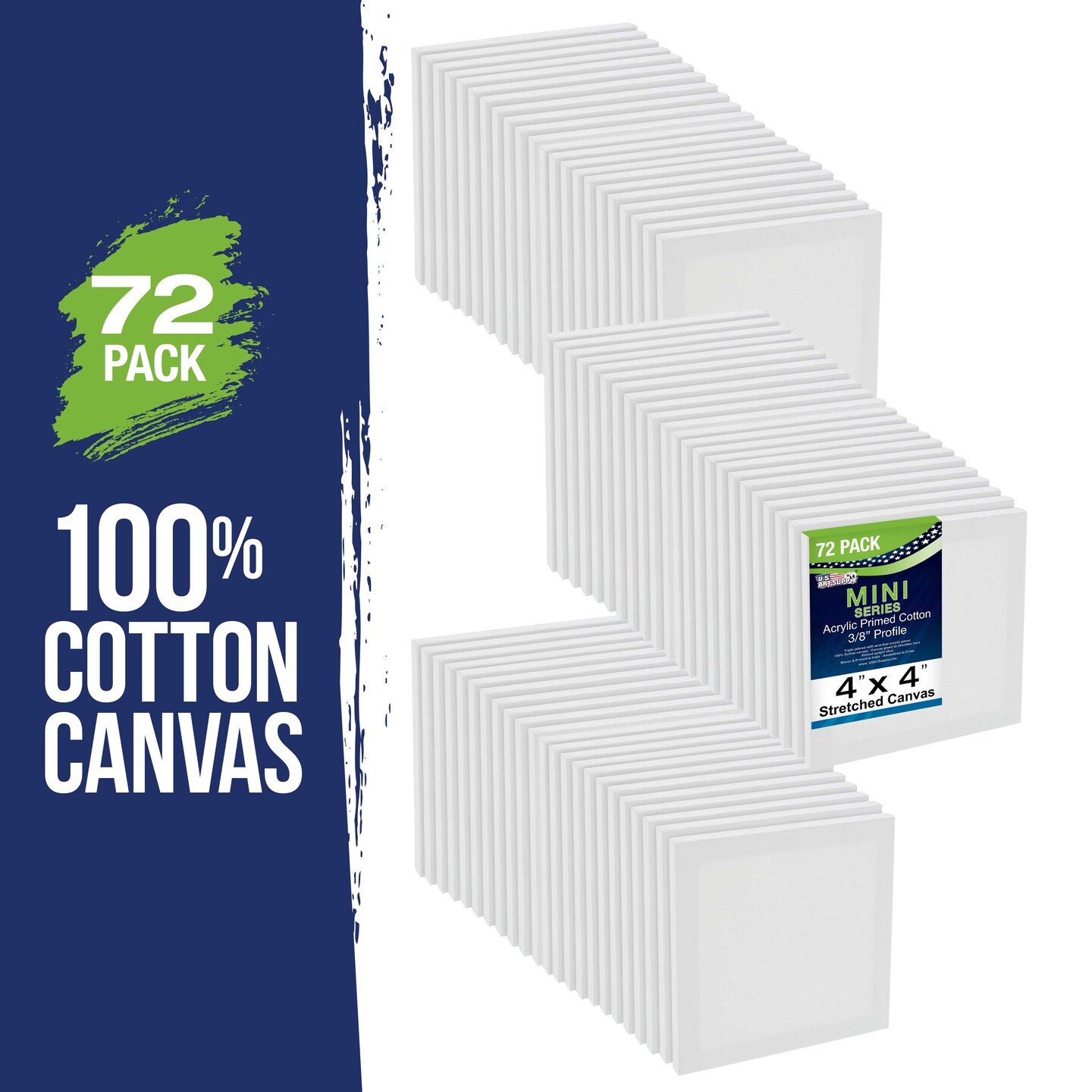 4&#x22; x 4&#x22; Mini Professional Primed Stretched Canvas 72 Pack