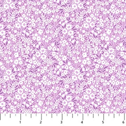 Figo Pocket Posies Floral Vista Lilac Cotton Fabric by the Yard