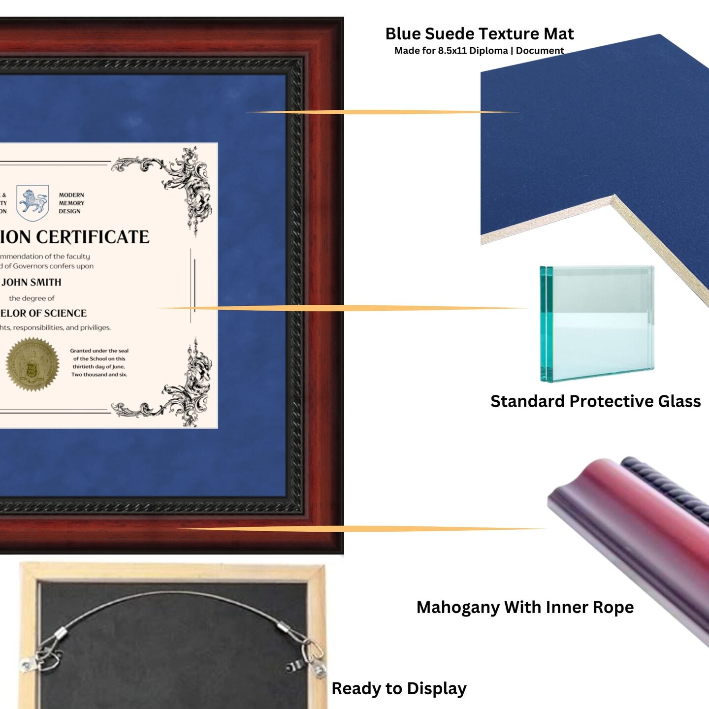 University of Kentucky 11x14 Diploma Frame for 8.5x11 Certificate Blue