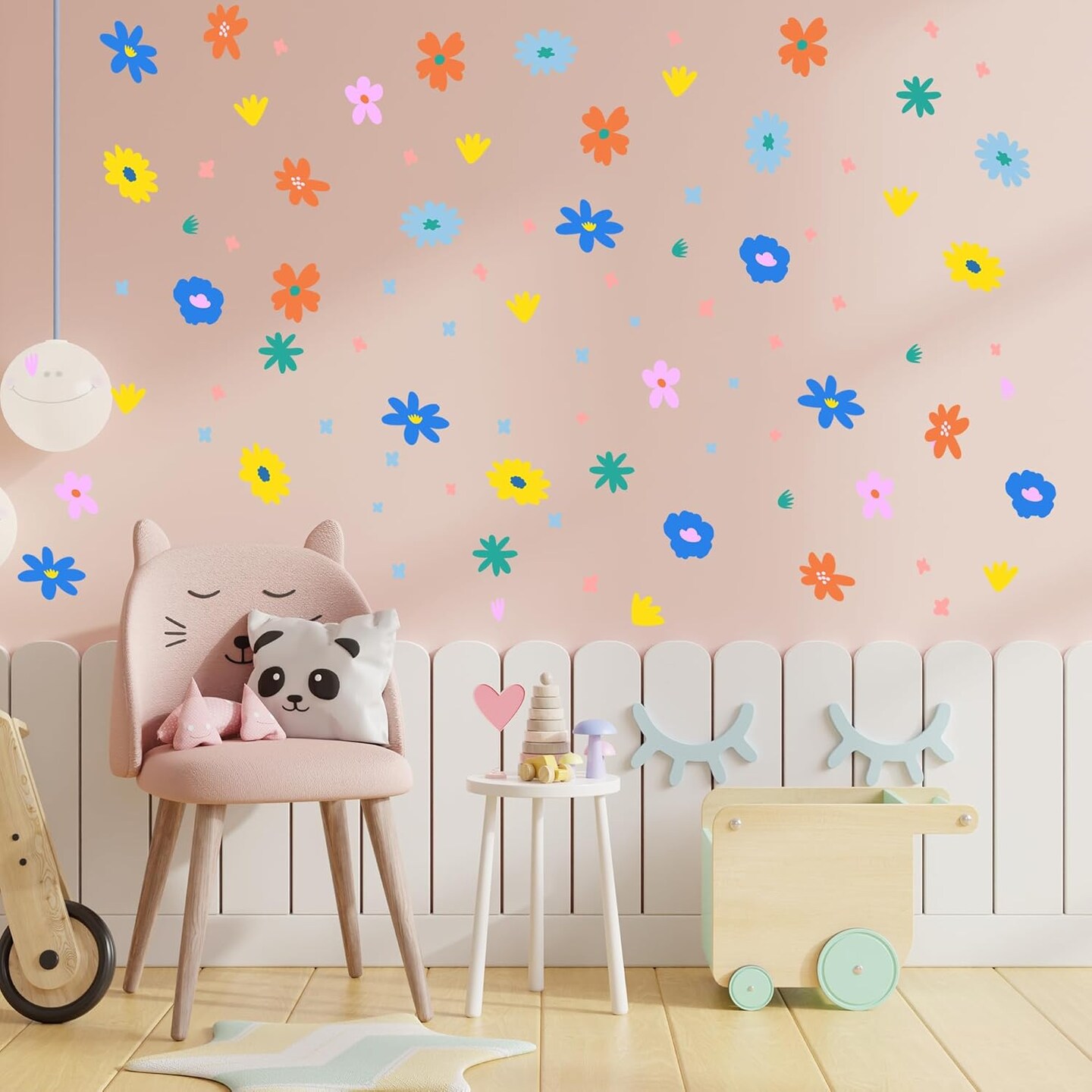 Boho Flower Wall Decals,Watercolor Floral Wall Art Stickers,Wildflower Decal (Multicolour)