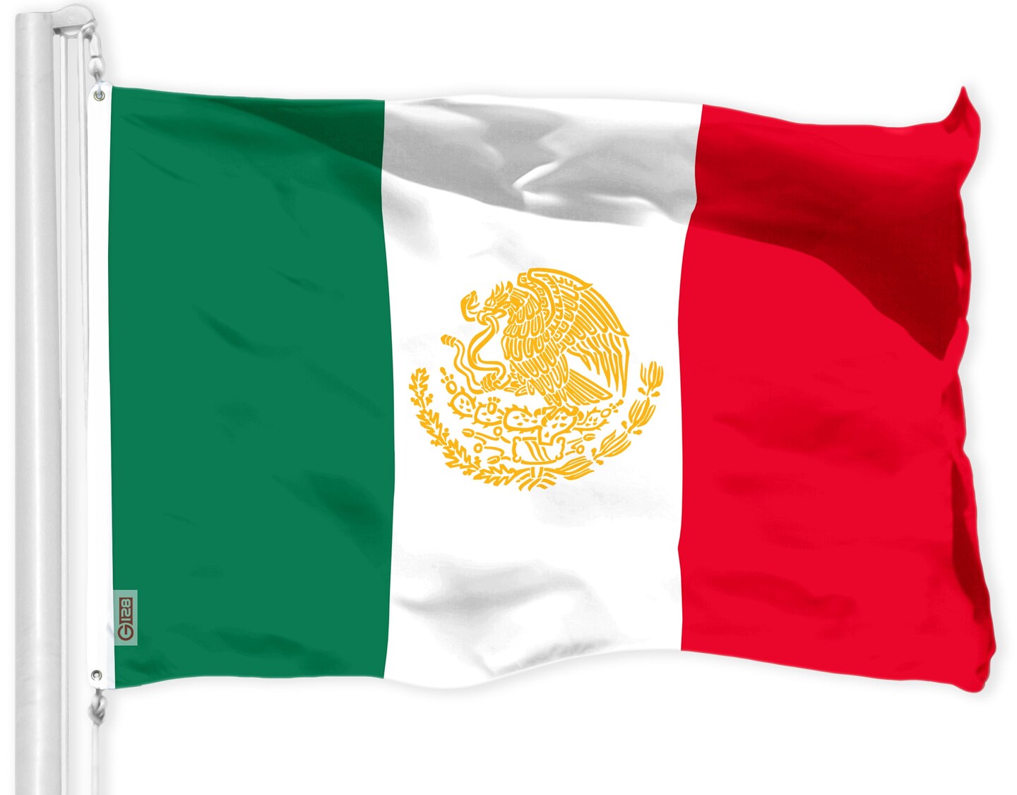 G128 Mexico Mexican Golden Coat of Arms Flag | 3x5 Ft | LiteWeave Pro Series Printed 150D Poly | Country Flag, Indoor/Outdoor, Vibrant Colors, Brass Grommets